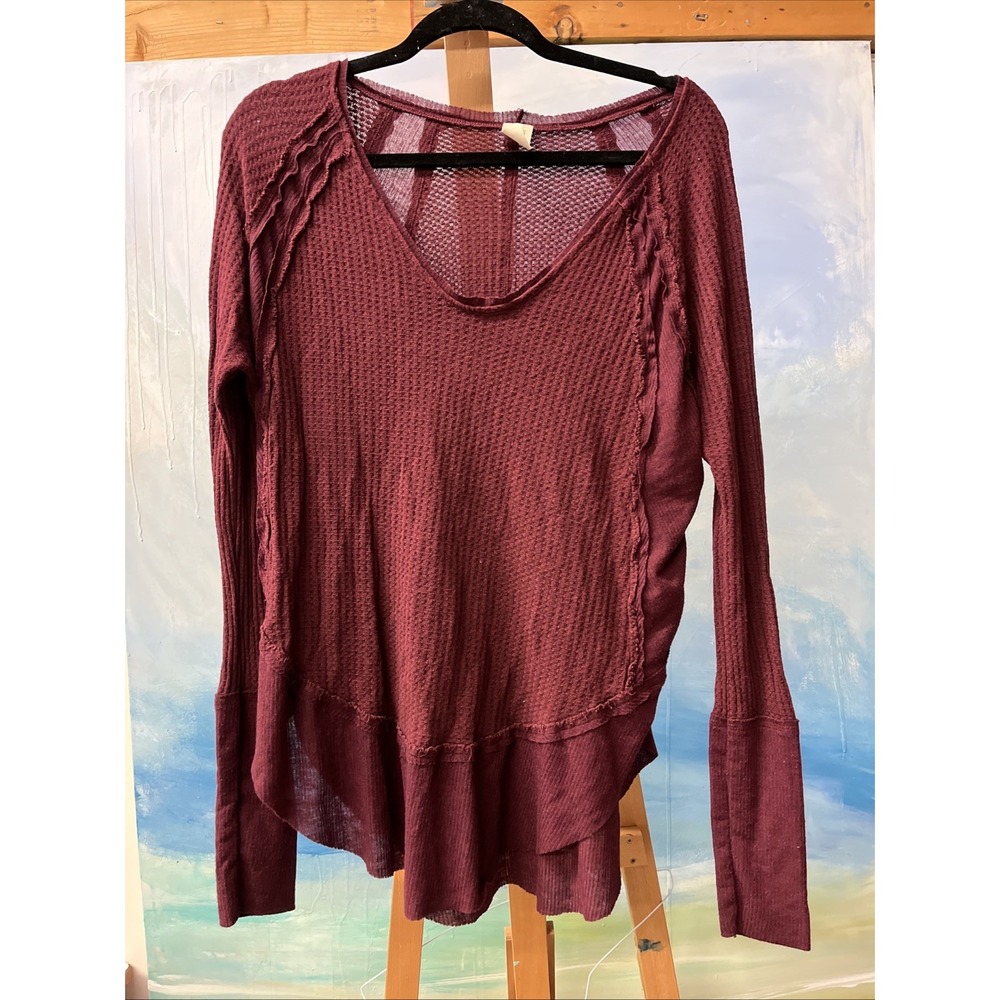 We The Free Catalina Oversized Crimson Thermal Shirt Small Free People